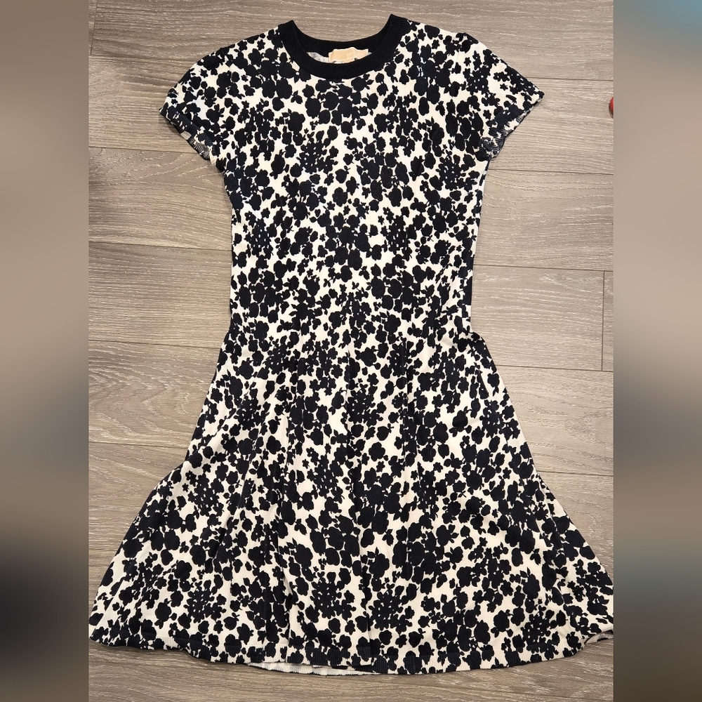 Michael Kors Black and Cream Floral Mini Dress